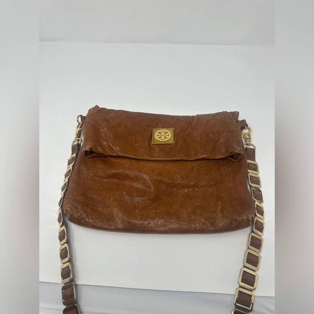 Tory Burch Brown Leather Crossbody Bag with Gold Hardware